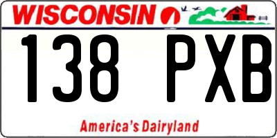 WI license plate 138PXB