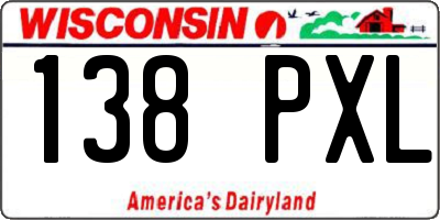 WI license plate 138PXL