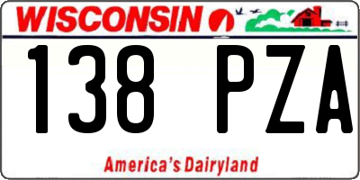 WI license plate 138PZA