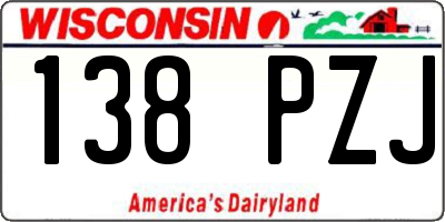 WI license plate 138PZJ