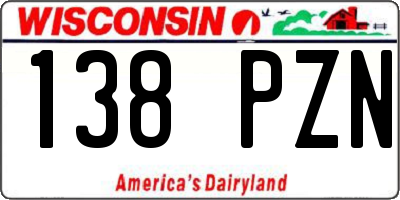 WI license plate 138PZN