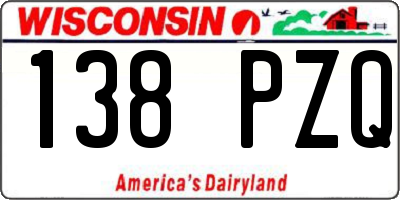 WI license plate 138PZQ