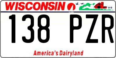 WI license plate 138PZR