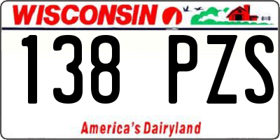 WI license plate 138PZS