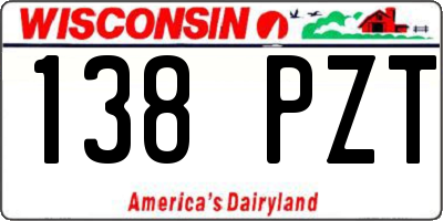 WI license plate 138PZT