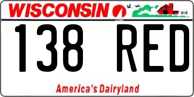 WI license plate 138RED