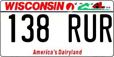 WI license plate 138RUR
