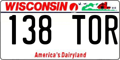 WI license plate 138TOR