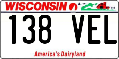 WI license plate 138VEL