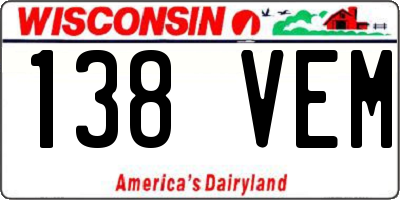 WI license plate 138VEM