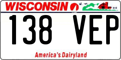 WI license plate 138VEP