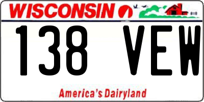 WI license plate 138VEW
