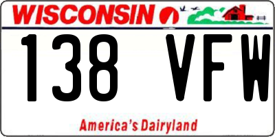 WI license plate 138VFW