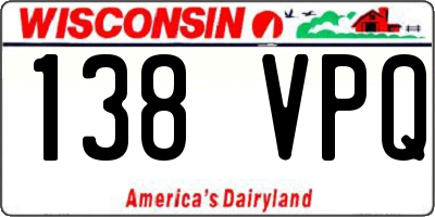 WI license plate 138VPQ