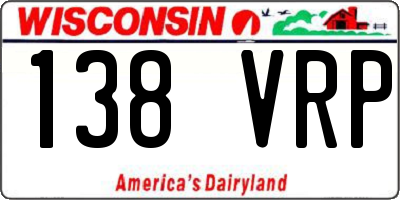 WI license plate 138VRP