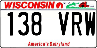 WI license plate 138VRW