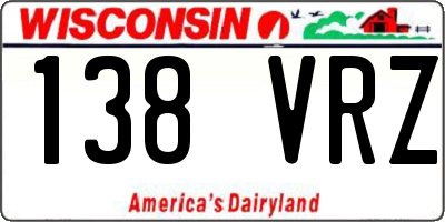 WI license plate 138VRZ