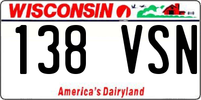 WI license plate 138VSN