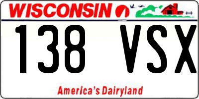 WI license plate 138VSX