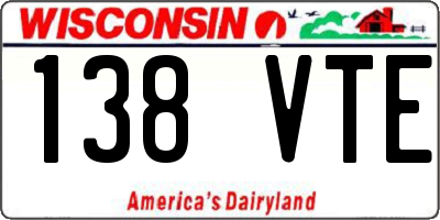 WI license plate 138VTE