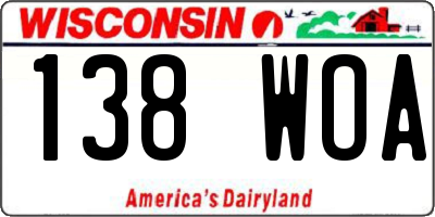 WI license plate 138WOA