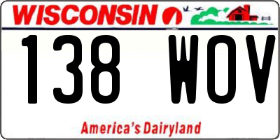 WI license plate 138WOV