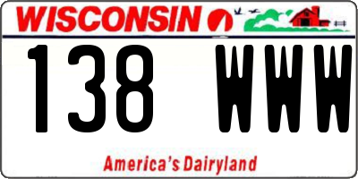WI license plate 138WWW