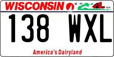 WI license plate 138WXL