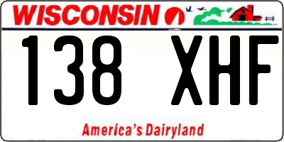 WI license plate 138XHF
