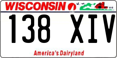 WI license plate 138XIV