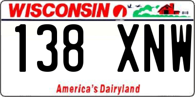 WI license plate 138XNW