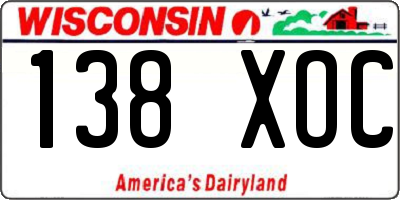 WI license plate 138XOC