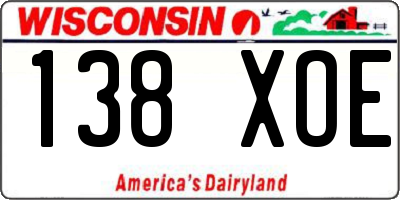 WI license plate 138XOE
