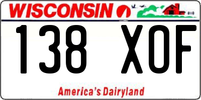 WI license plate 138XOF