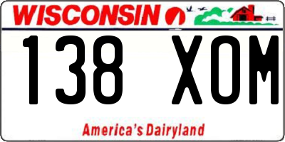 WI license plate 138XOM