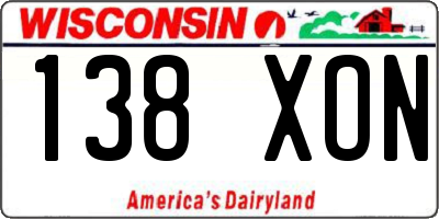 WI license plate 138XON