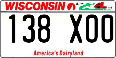 WI license plate 138XOO