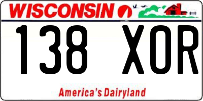 WI license plate 138XOR