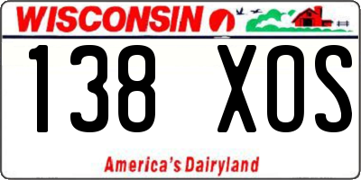WI license plate 138XOS