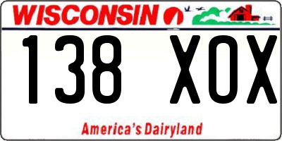 WI license plate 138XOX