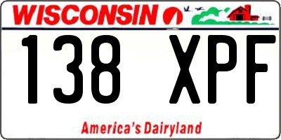 WI license plate 138XPF