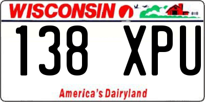 WI license plate 138XPU