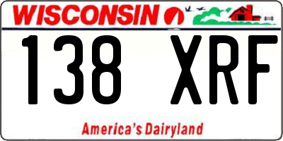 WI license plate 138XRF