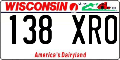 WI license plate 138XRO