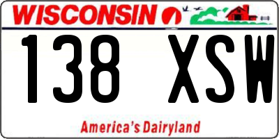 WI license plate 138XSW
