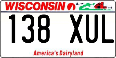 WI license plate 138XUL