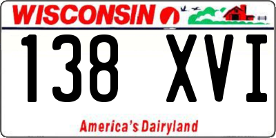 WI license plate 138XVI
