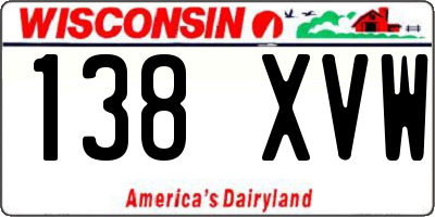 WI license plate 138XVW