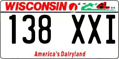 WI license plate 138XXI