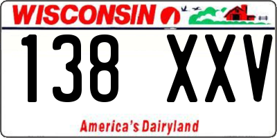 WI license plate 138XXV